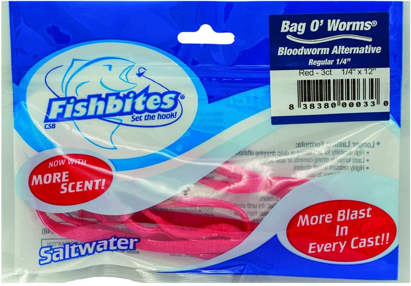 Fishbites 0033 Red Bloodworm Bag O'Worms, Small, 3-Count (1 Package)